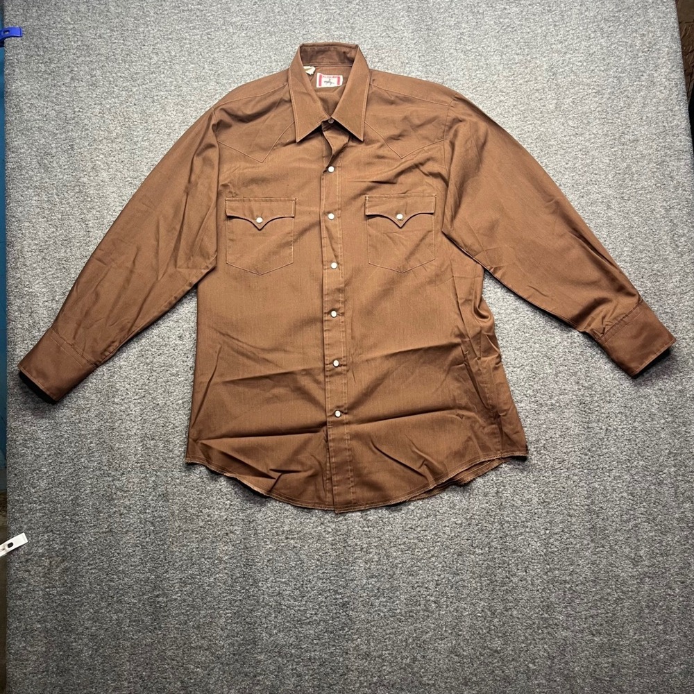 Vintage Chute 1 Shirt Mens M? Brown Western Pearl Snap Long Sleeve Cowboy Yoke